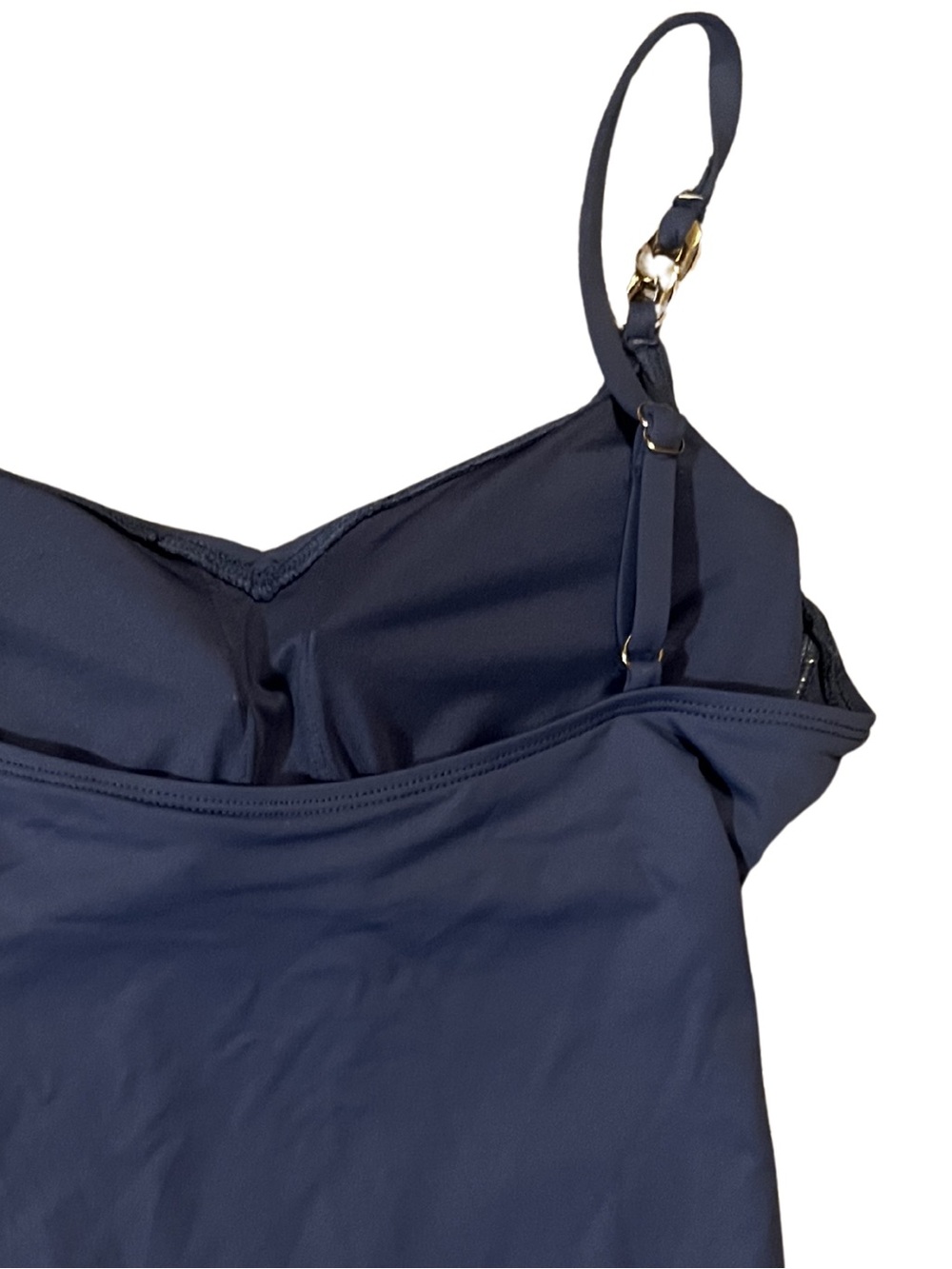 NWT Michael Kors One-Piece Ruched Gold Hardware Swimsuit | Chambry | Size 10 - Picture 4 of 9